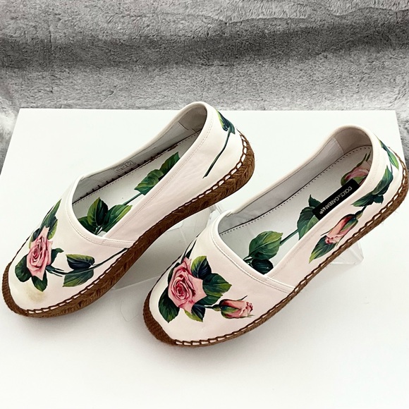 AUTH! NEW! Dolce & Gabbana Flat Rose Flower Printed Espadrilles Shoe 38 8 D&G - Picture 4 of 8